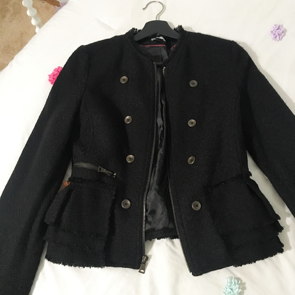 NWOT Black Military Peplum Zipper blazer/jacket